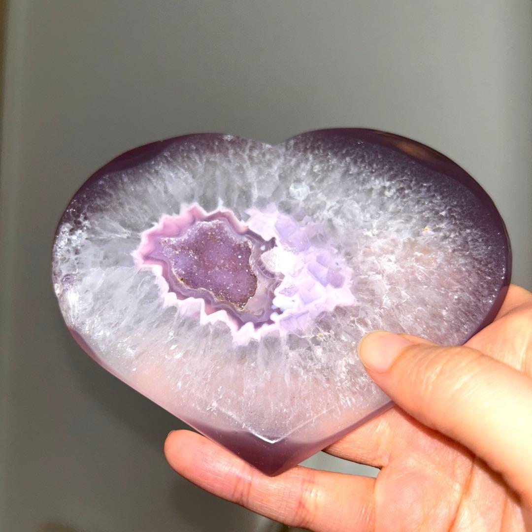 bigサイズ 瑪瑙 アゲート ハート 結晶 ドゥルージー 259g