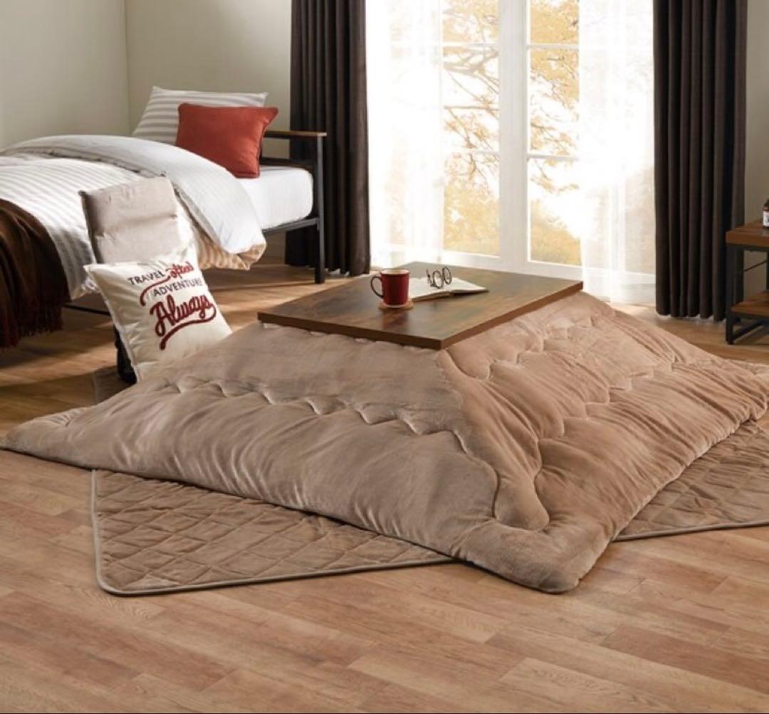 フランネルこたつ布団 150x90 掛·敷セット ダークブラウン