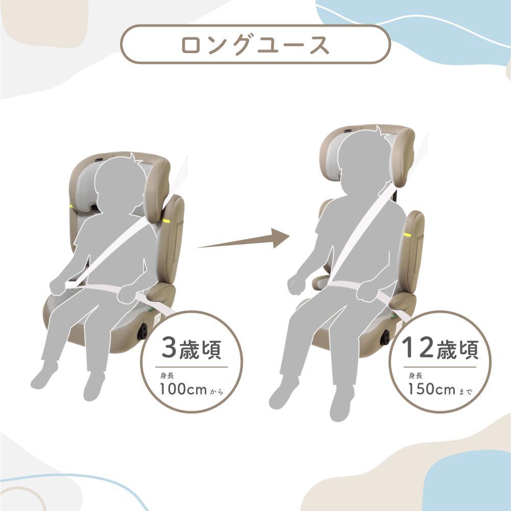 軽量☆ハイバックジュニアライトR129モカグレージュニアシート3歳～12歳頃新品