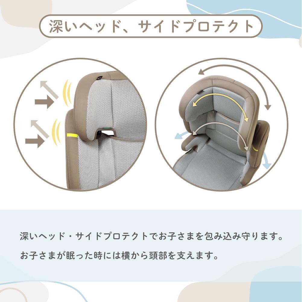 軽量☆ハイバックジュニアライトR129モカグレージュニアシート3歳～12歳頃新品