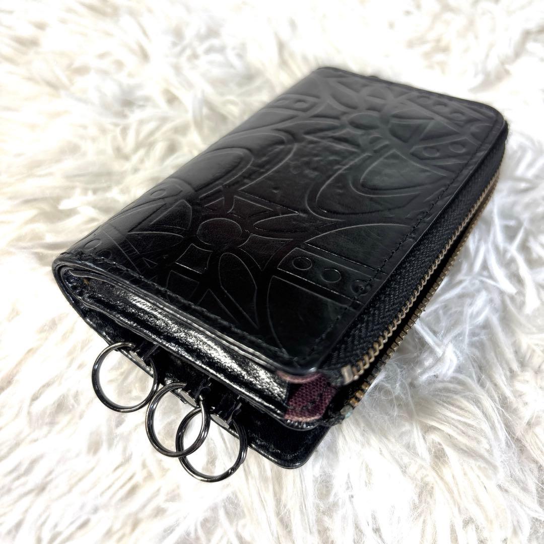 Vivienne Westwood 小銭入れ付き4連キーケース オーブ型押し　黒