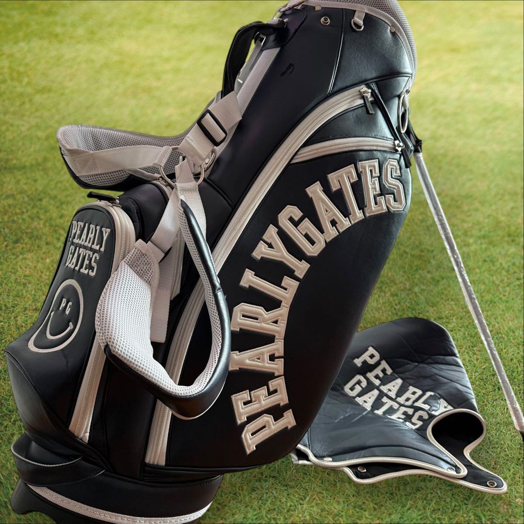 パーリーゲイツ　キャディバッグ　ネイビー　白　ショルダー式　スタンド式　軽量
