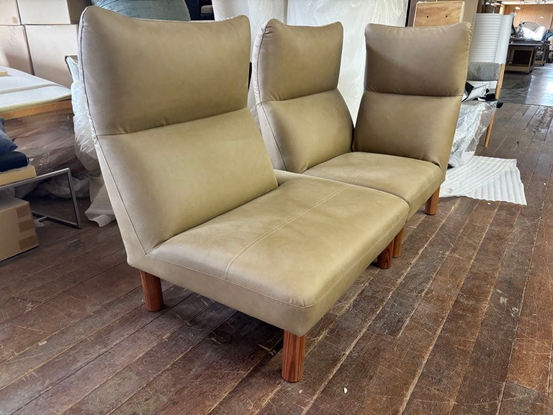 ベージュ ハイバックソファ 2人掛け 新品未使用品