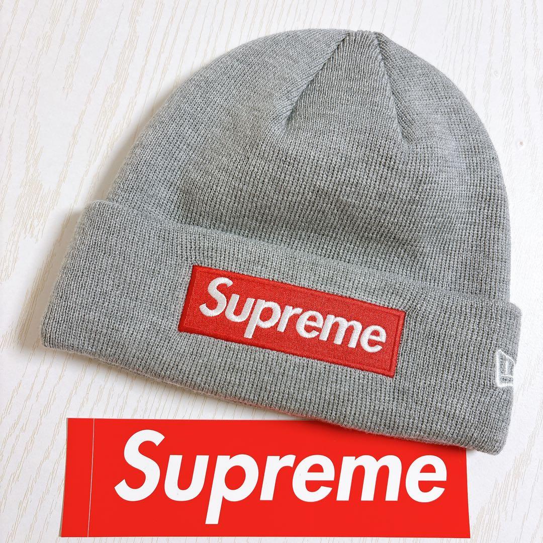 Supreme NEW ERA ニット帽 ビーニー BOXロゴ グレー 灰色 赤 - メルカリ