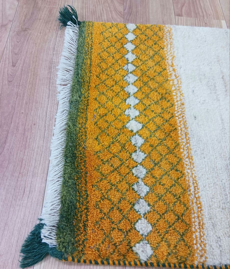 専用Y2743 イラン ギャッベ ウール絨毯 手織り 85×60㎝ マット