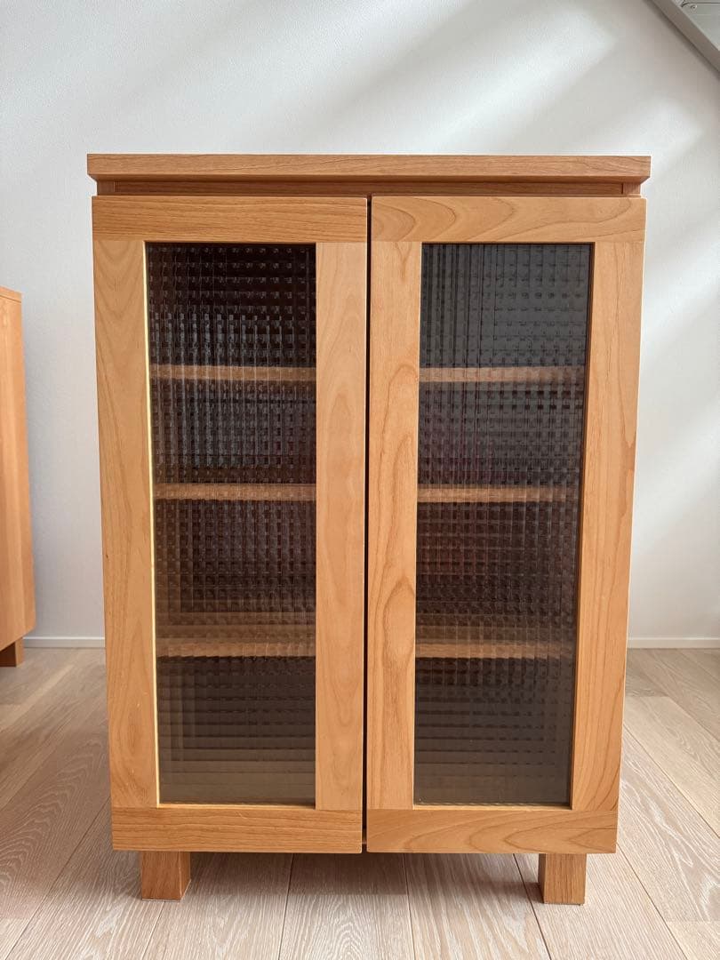 りんさま専用です⭐︎美品　ベルメゾン　ナチュラルウッド 食器棚 ガラス扉付き