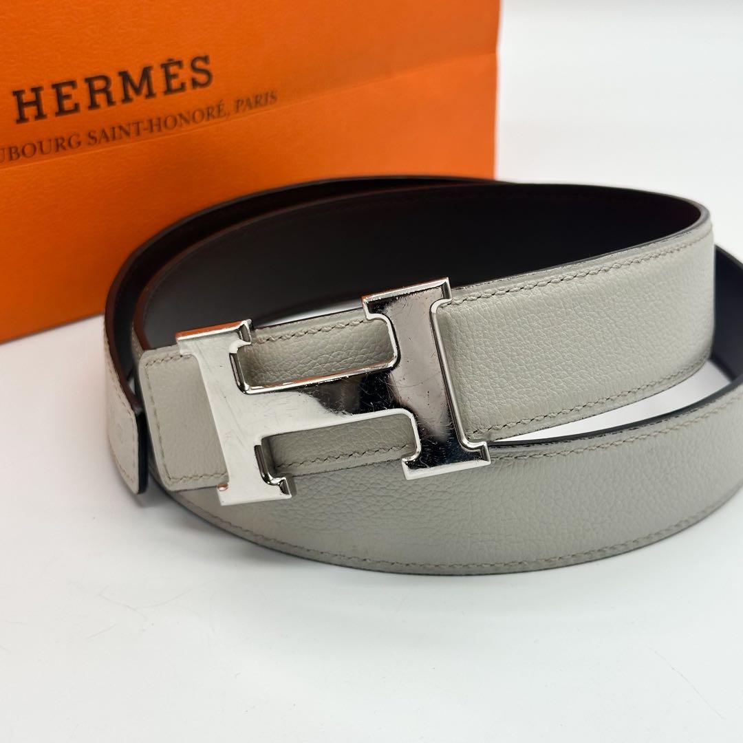 【激レア】エルメス コンスタンス リバーシブル ベルト　80 グレー ブラウン
