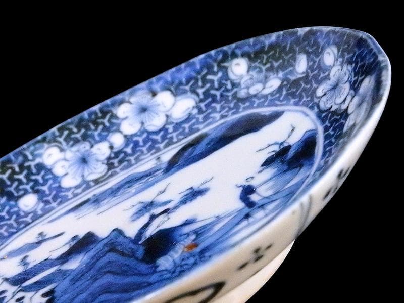 古伊万里 染付 墨弾き 梅に山村の図 手塩皿 A961AS-CWi - メルカリ