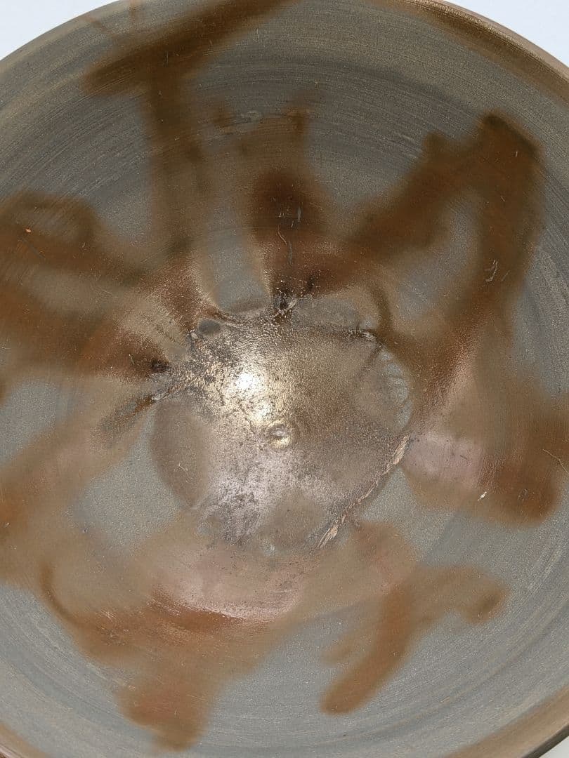 伝統工芸士柴岡秀泉 青備前緋襷茶盌 合箱 備前焼 抹茶