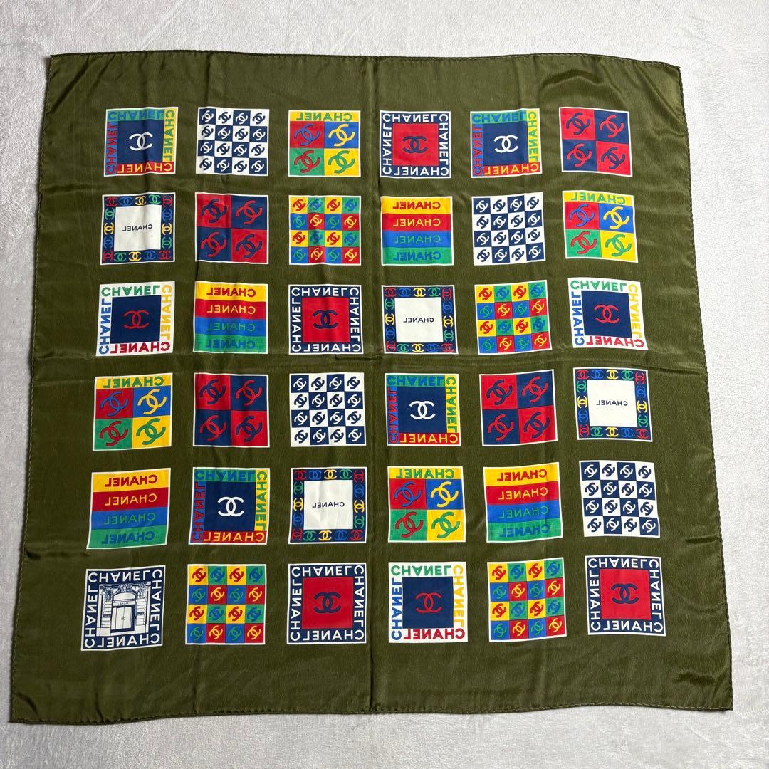 シャネル　シルクスカーフ　大判　マルチデザイン　ココマーク