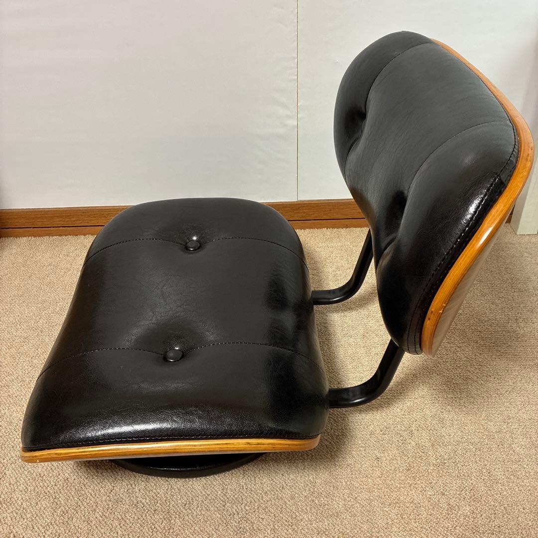 座椅子　革　木目調　回転椅子チェア
