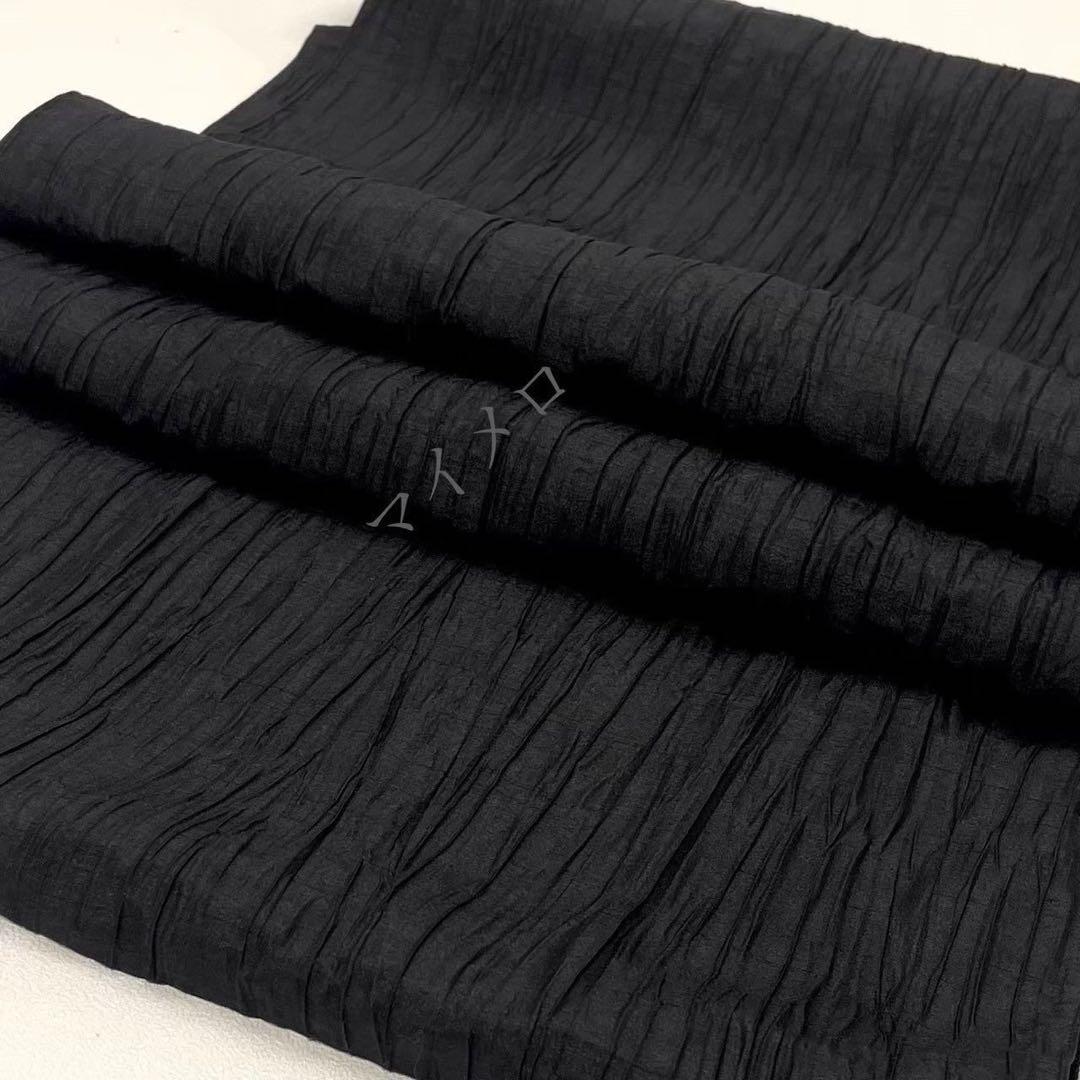 浴衣 綿麻 粋な夏着物 縦縞 黒 兵児帯 プリーツ 2点 0728① 浴衣 綿麻