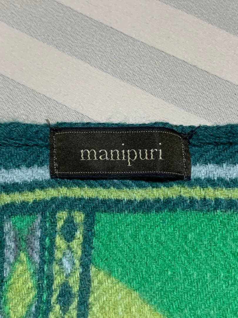 manipuri ウールシルクストールヘリンボーン織 ダリアロンド ダリア柄