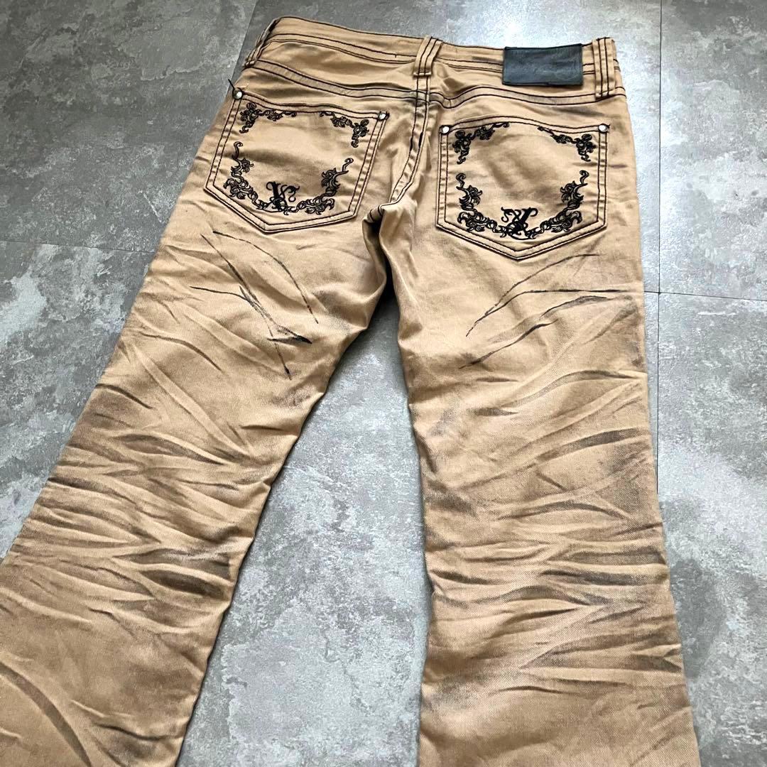 パンツ 00s xfrm whiskering flared denim Y2K