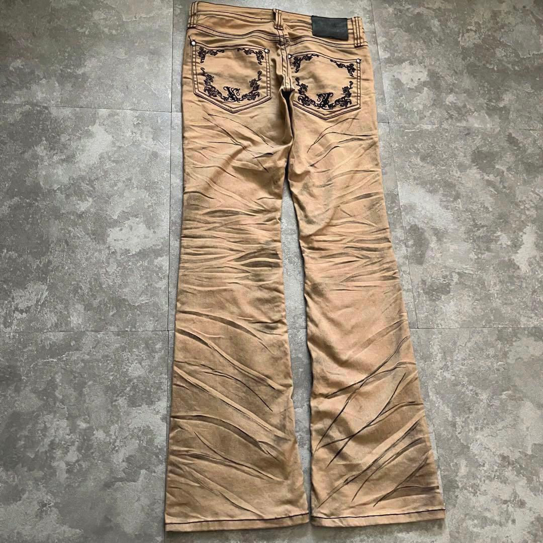 パンツ 00s xfrm whiskering flared denim Y2K