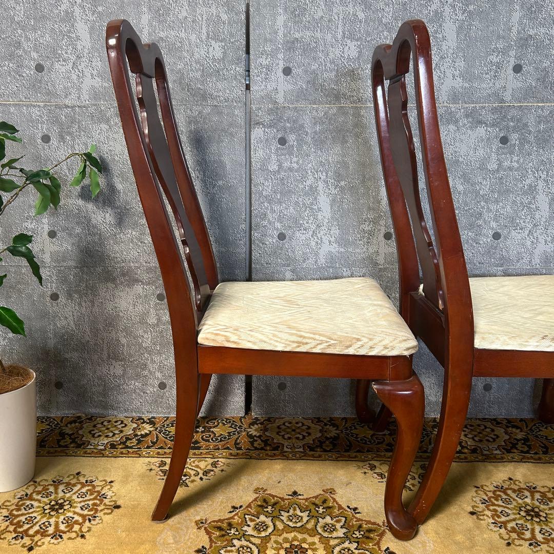 ꧁クラシック家具꧂ダイニングチェア2脚 イギリス 英国 クイーンアン様式 猫脚