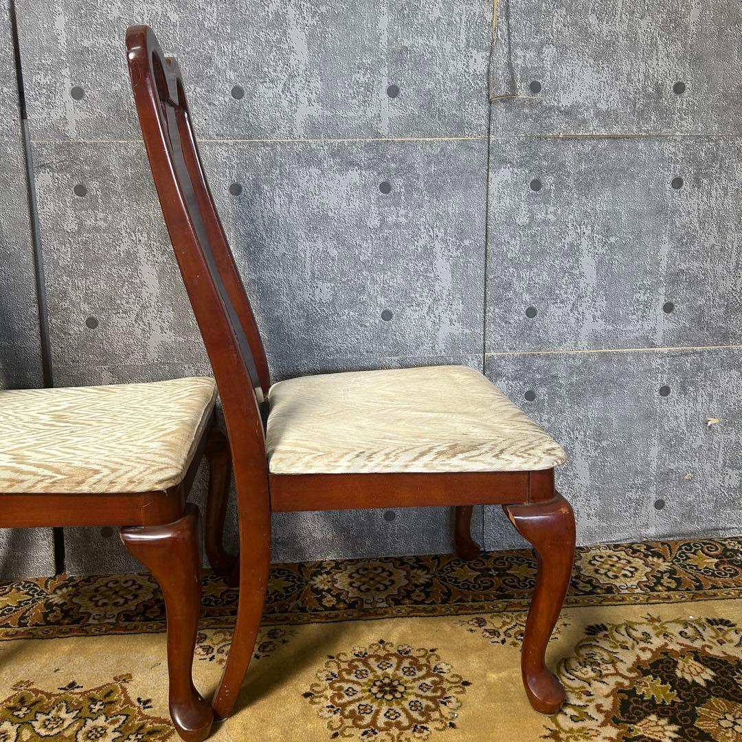 ꧁クラシック家具꧂ダイニングチェア2脚 イギリス 英国 クイーンアン様式 猫脚