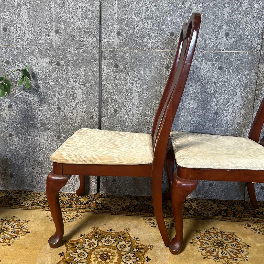 ꧁クラシック家具꧂ダイニングチェア2脚 イギリス 英国 クイーンアン様式 猫脚