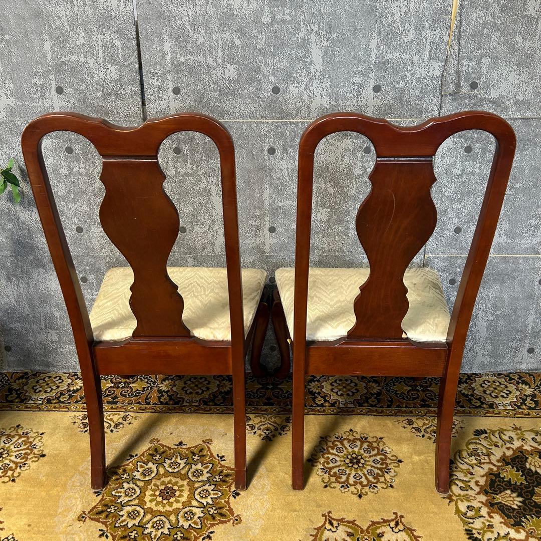 ꧁クラシック家具꧂ダイニングチェア2脚 イギリス 英国 クイーンアン様式 猫脚