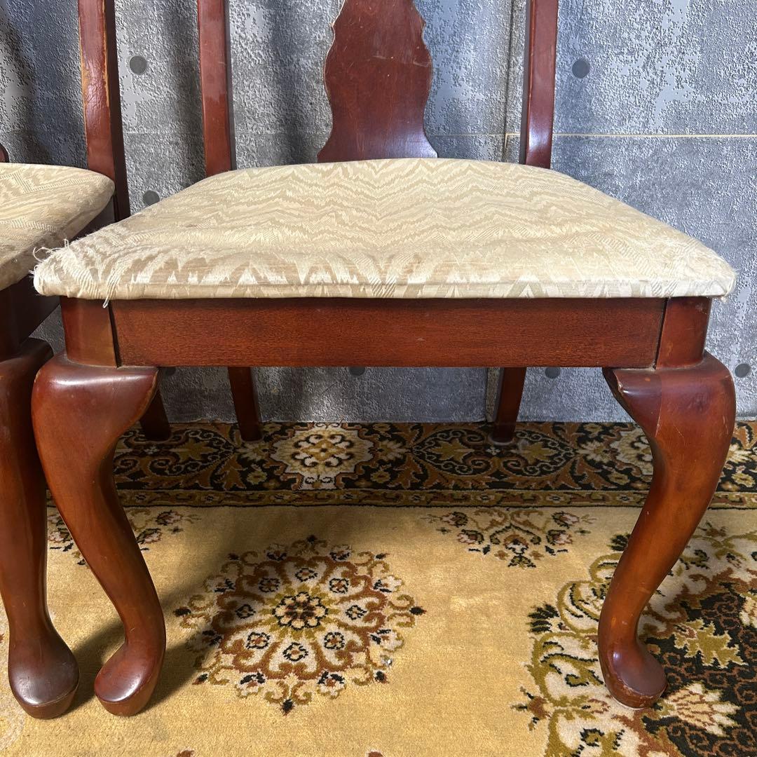 ꧁クラシック家具꧂ダイニングチェア2脚 イギリス 英国 クイーンアン様式 猫脚