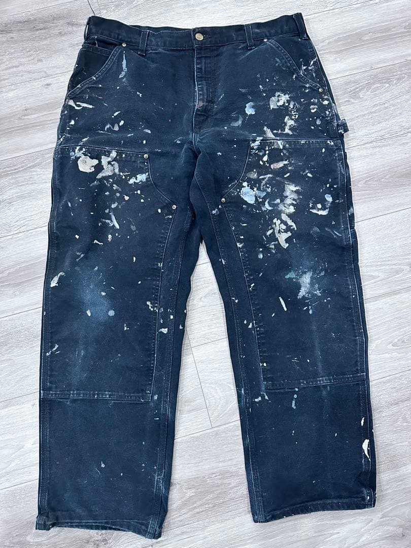 Carhartt ダブルニー ペンキ W36×30 USA製 ブラック