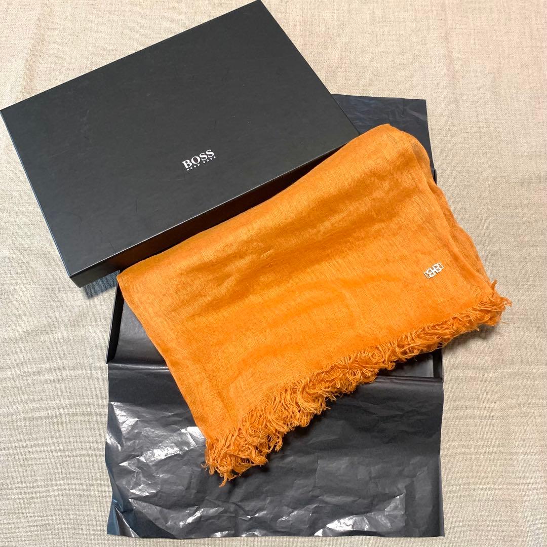 ヒューゴボス 青山本店購入品 オレンジストール 未使用箱付き 希少品