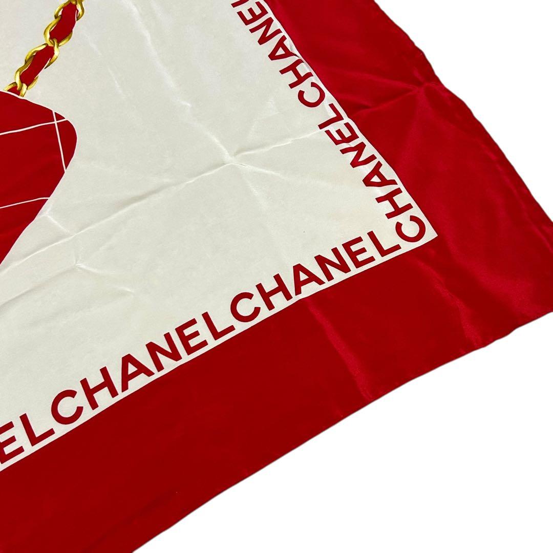 美品　CHANEL シャネル　スカーフ　マトラッセ　赤　シルク