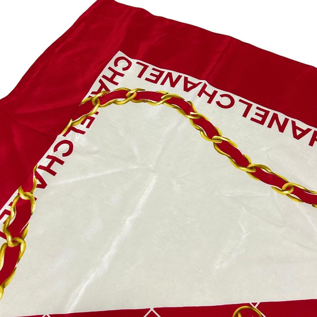 美品　CHANEL シャネル　スカーフ　マトラッセ　赤　シルク