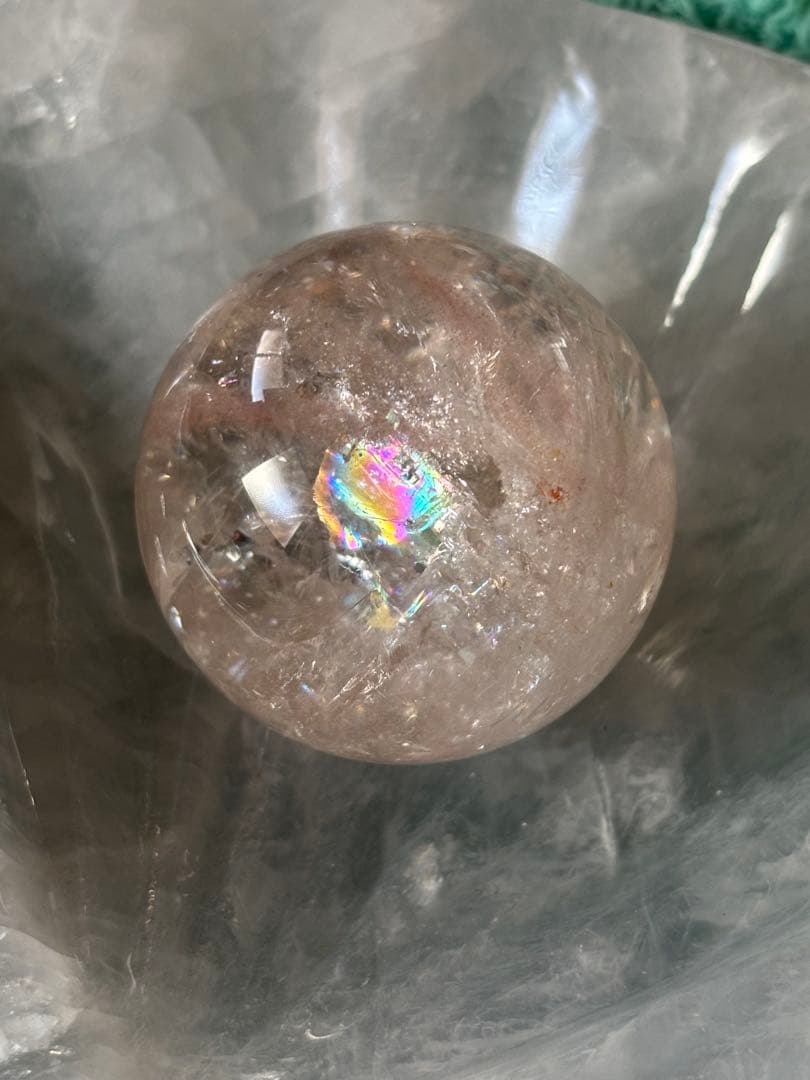極上のピンクアゼツライト　ピンククォーツ　スフィア　4.54cm ギラギラ
