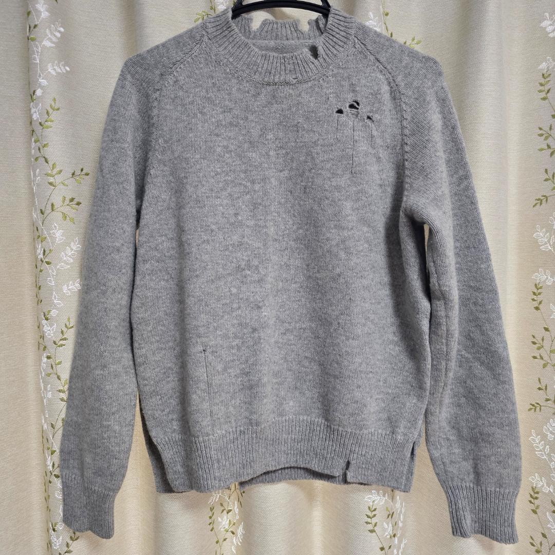 21AW 正規品】メゾンマルジェラ デストロイニット グレー L ダメージ