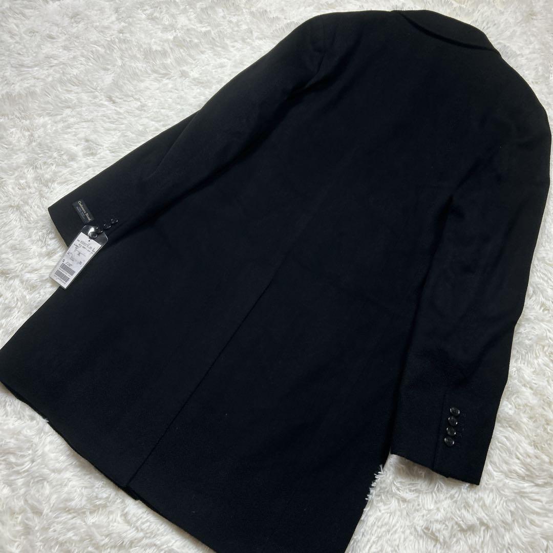 新品　3L 大きめ　カシミヤ混　ウールチェスターコート　黒　ブラック　ロング丈