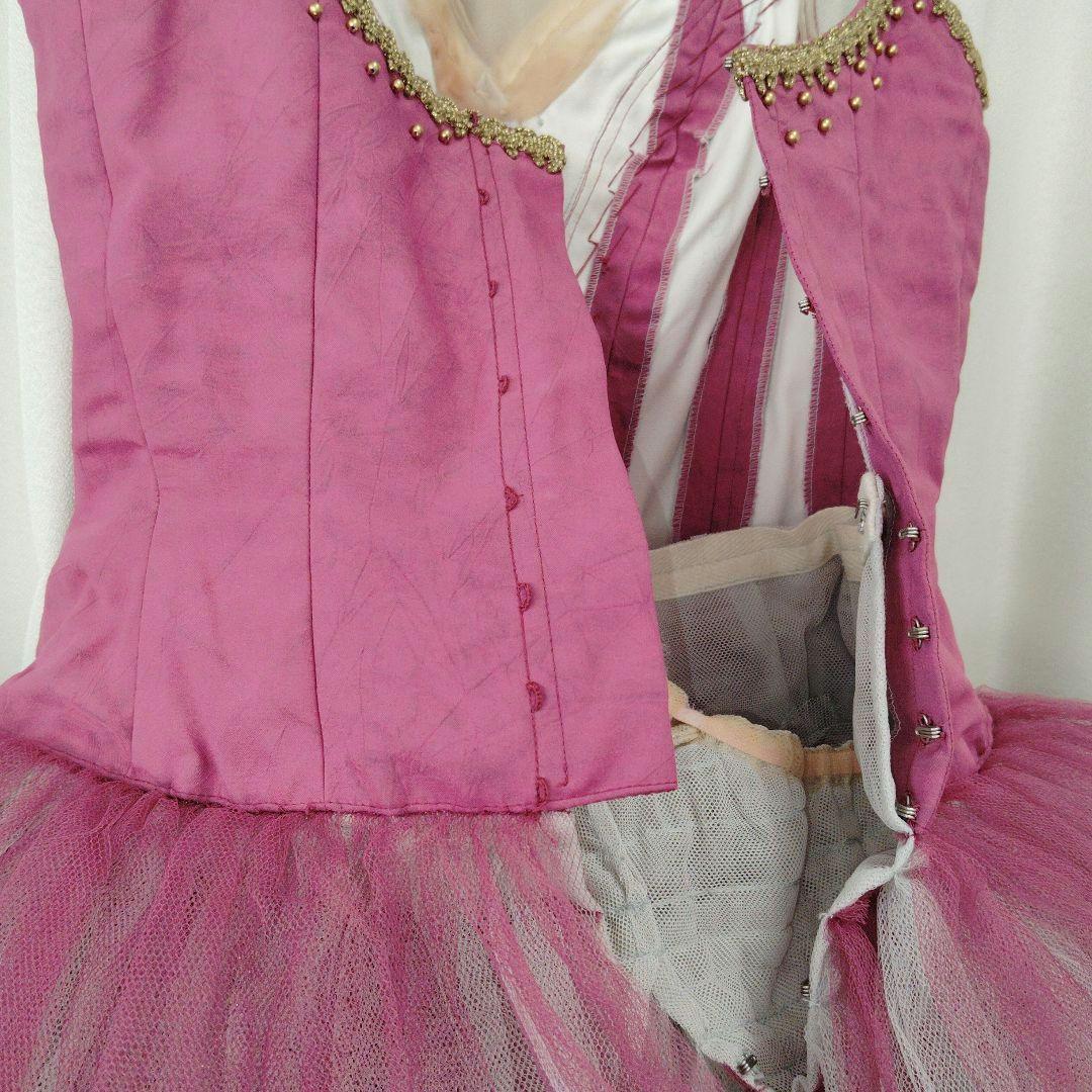 バレエ　ボディ芯入りクラシックチュチュNo1　赤紫　袖付き