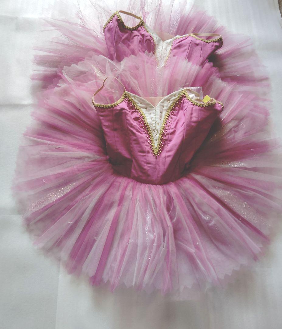 バレエ　ボディ芯入りクラシックチュチュNo1　赤紫　袖付き