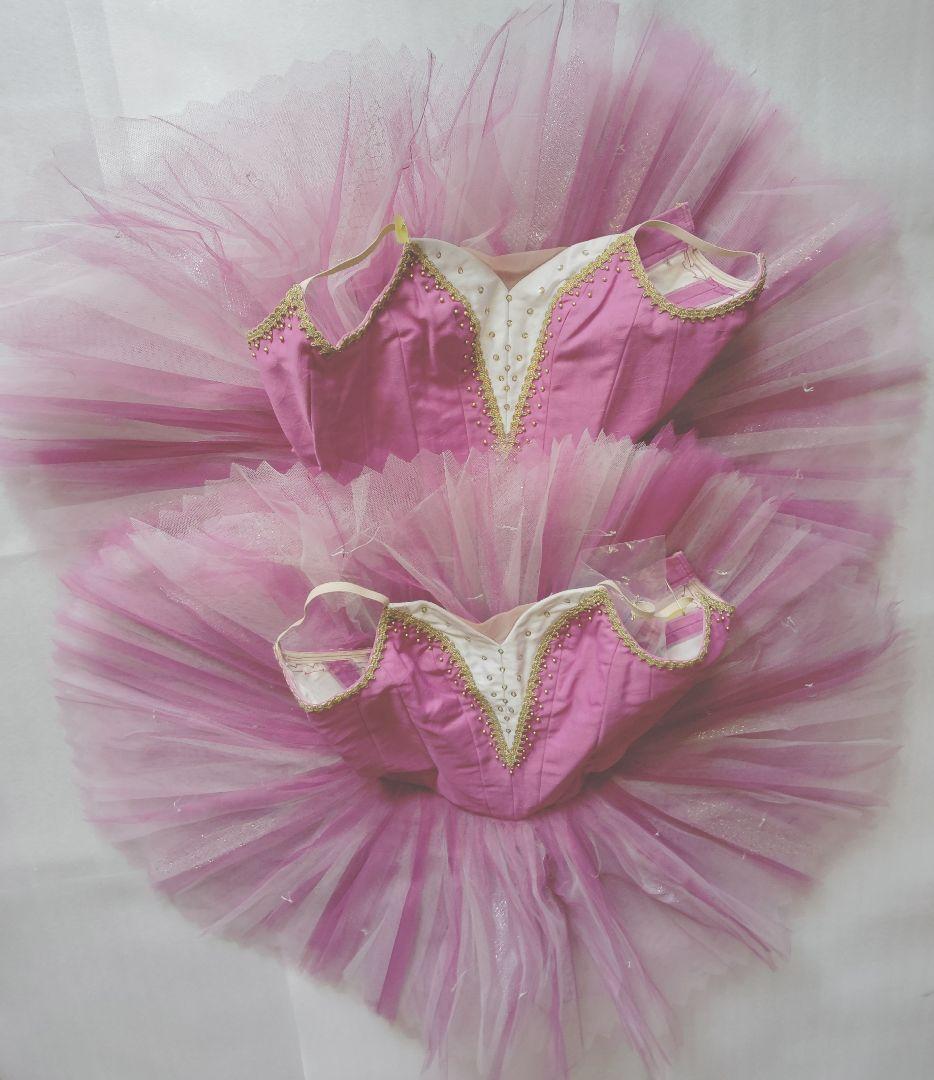 バレエ　ボディ芯入りクラシックチュチュNo1　赤紫　袖付き