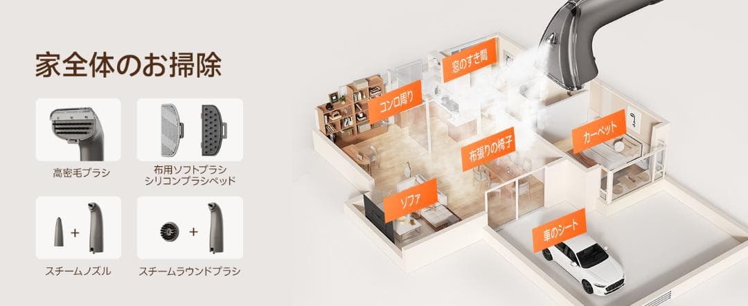 新品スチームクリーナー 18000Pa 超強吸引力 リンサークリーナー 布洗浄機