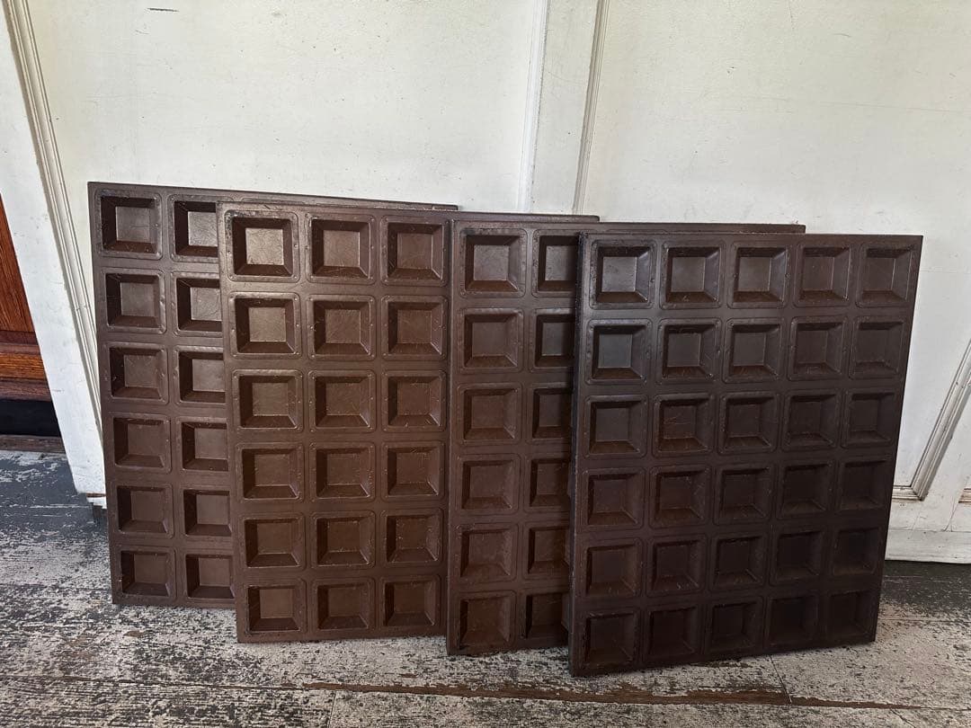 フィナンシェ　テフロン加工金属製　スクエア型 4枚セット　レトロアンティークB