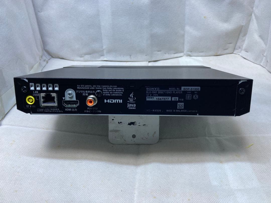 SONY ブルーレイプレーヤー BDP-S1500　2019年製　動作品