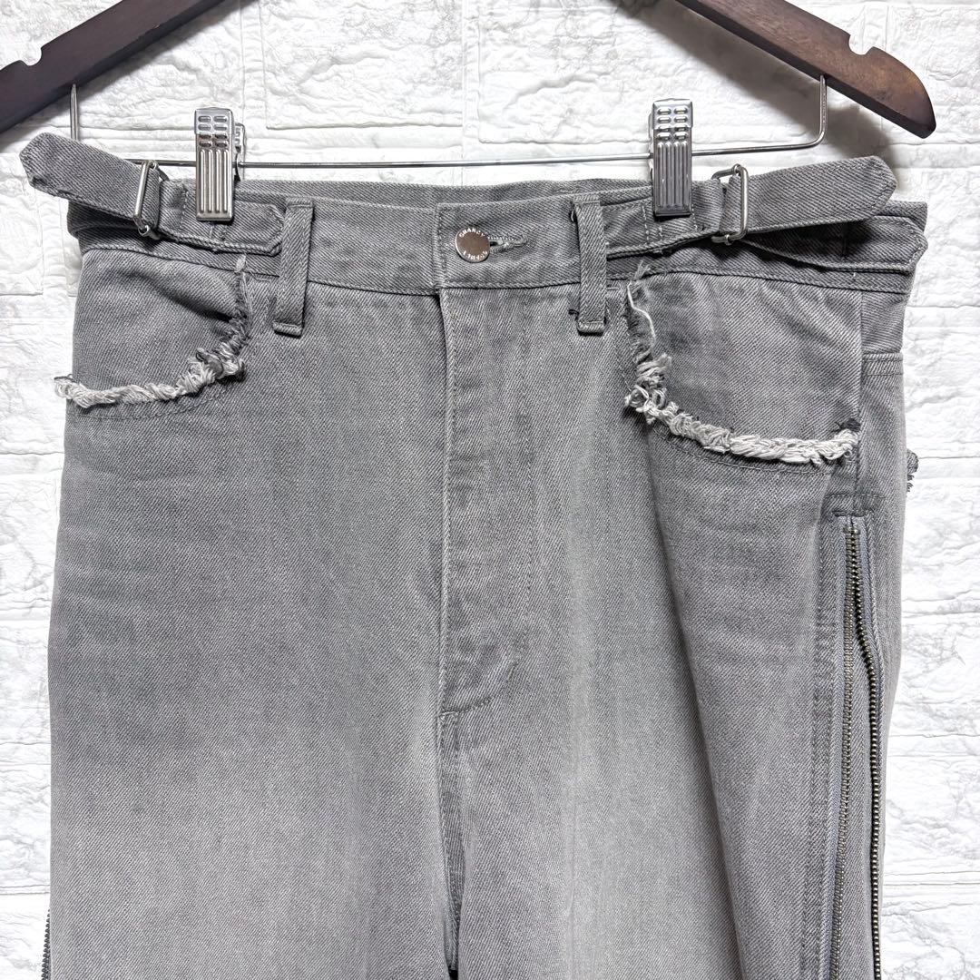 GRANCY ジップデザイン バギーデニム パンツ グレー Mサイズ - メルカリ