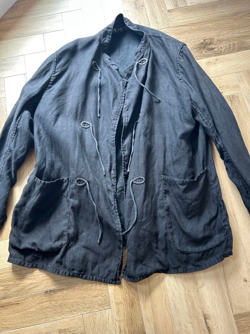 希少　COMOLI コモリ　リネン起毛スタンドカラージャケット　ネイビー　3