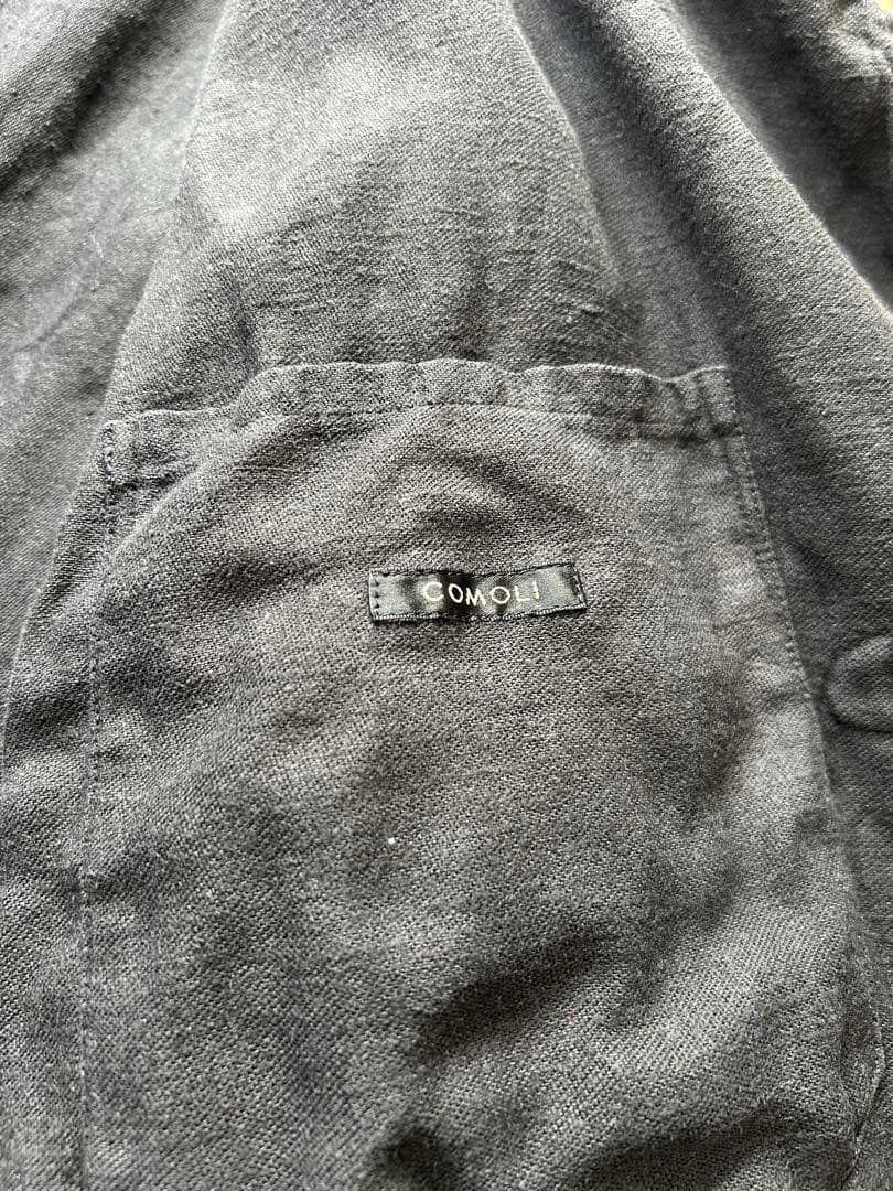 希少　COMOLI コモリ　リネン起毛スタンドカラージャケット　ネイビー　3