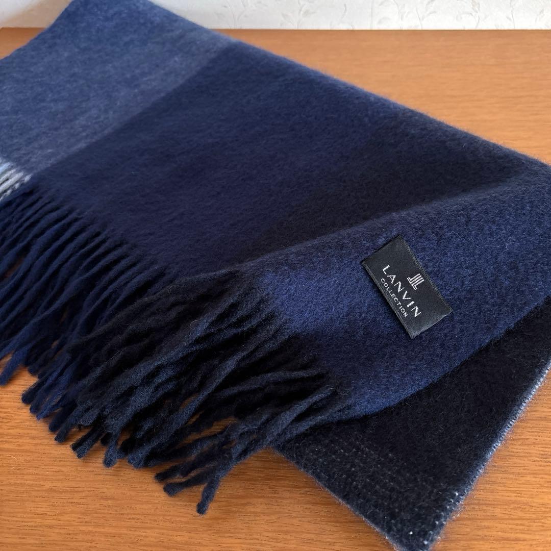 極美品◆LANVIN◆定価35000円 カシミヤ100% オンブレーマフラー