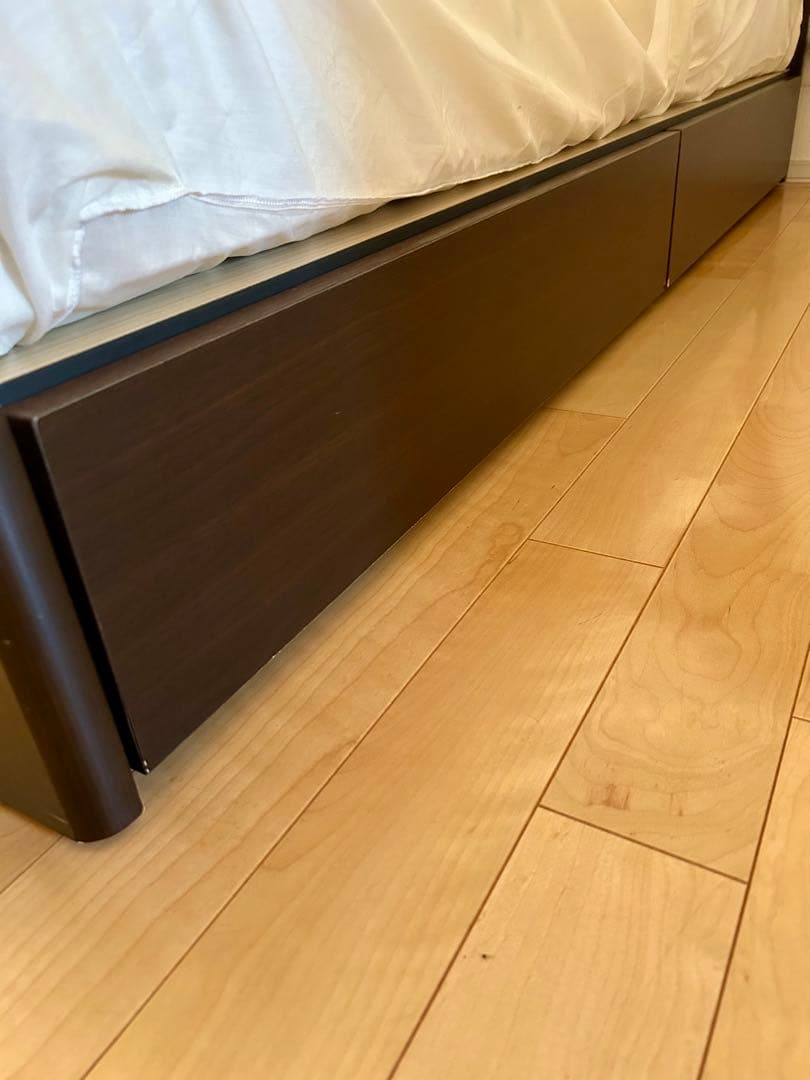 セミダブル　ベッドフレーム　２台　ASLEEP 引き出し付き　ウォルナット