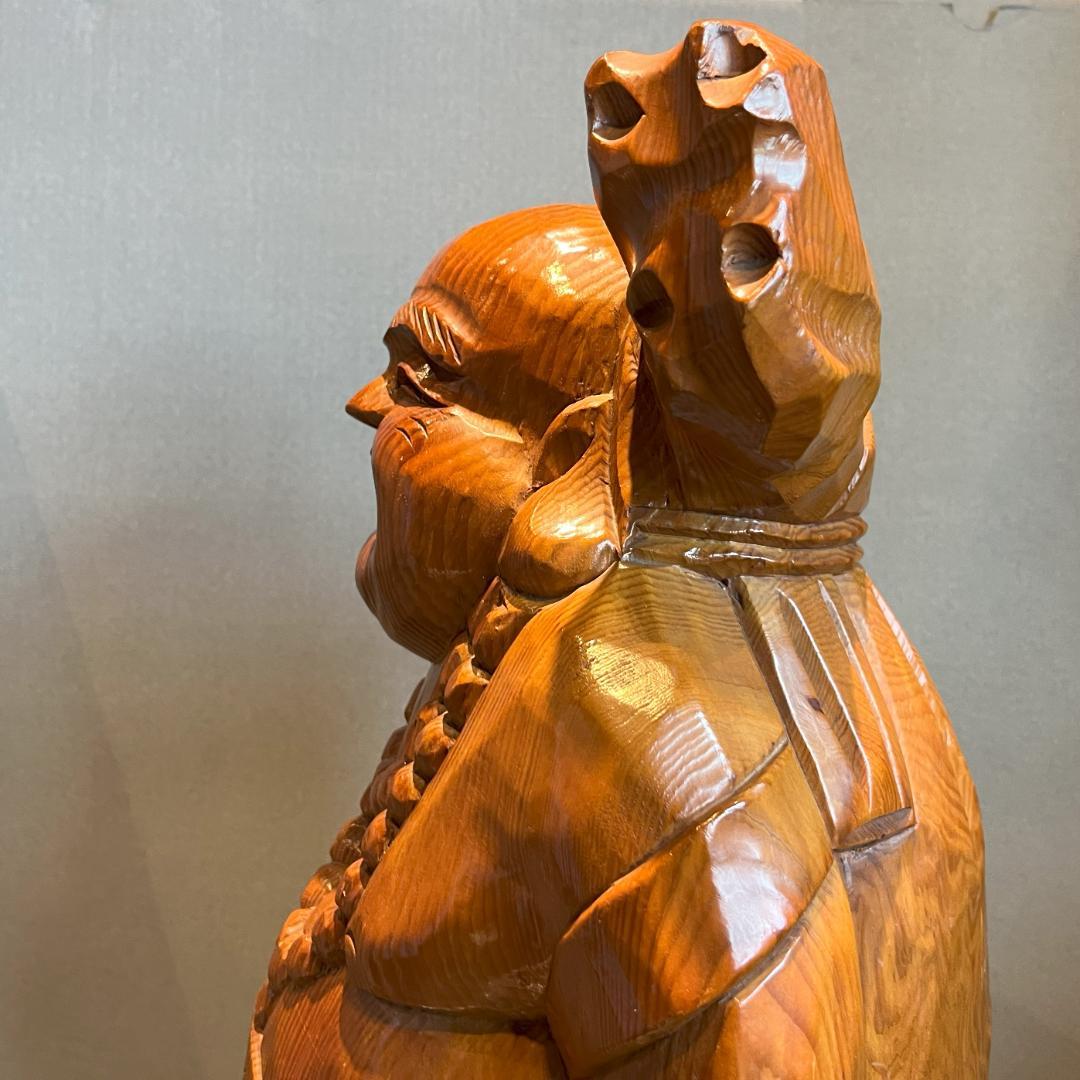 布袋尊 布袋様 七福神 木彫り 木製 高さ約59㎝ - メルカリ