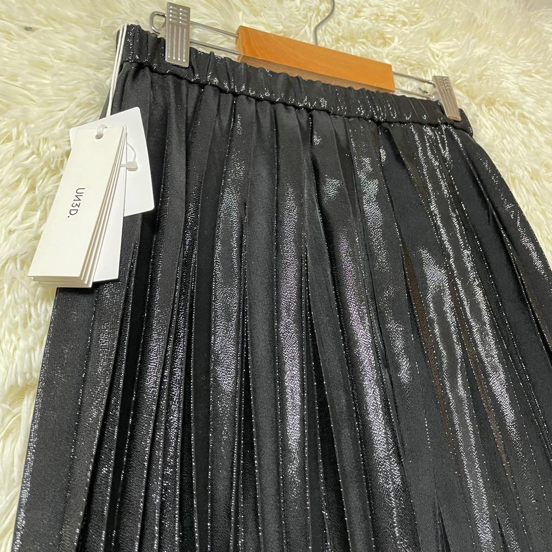 un3d オリガミプリーツスカートグロッシー 38 タグ付き　ブラック