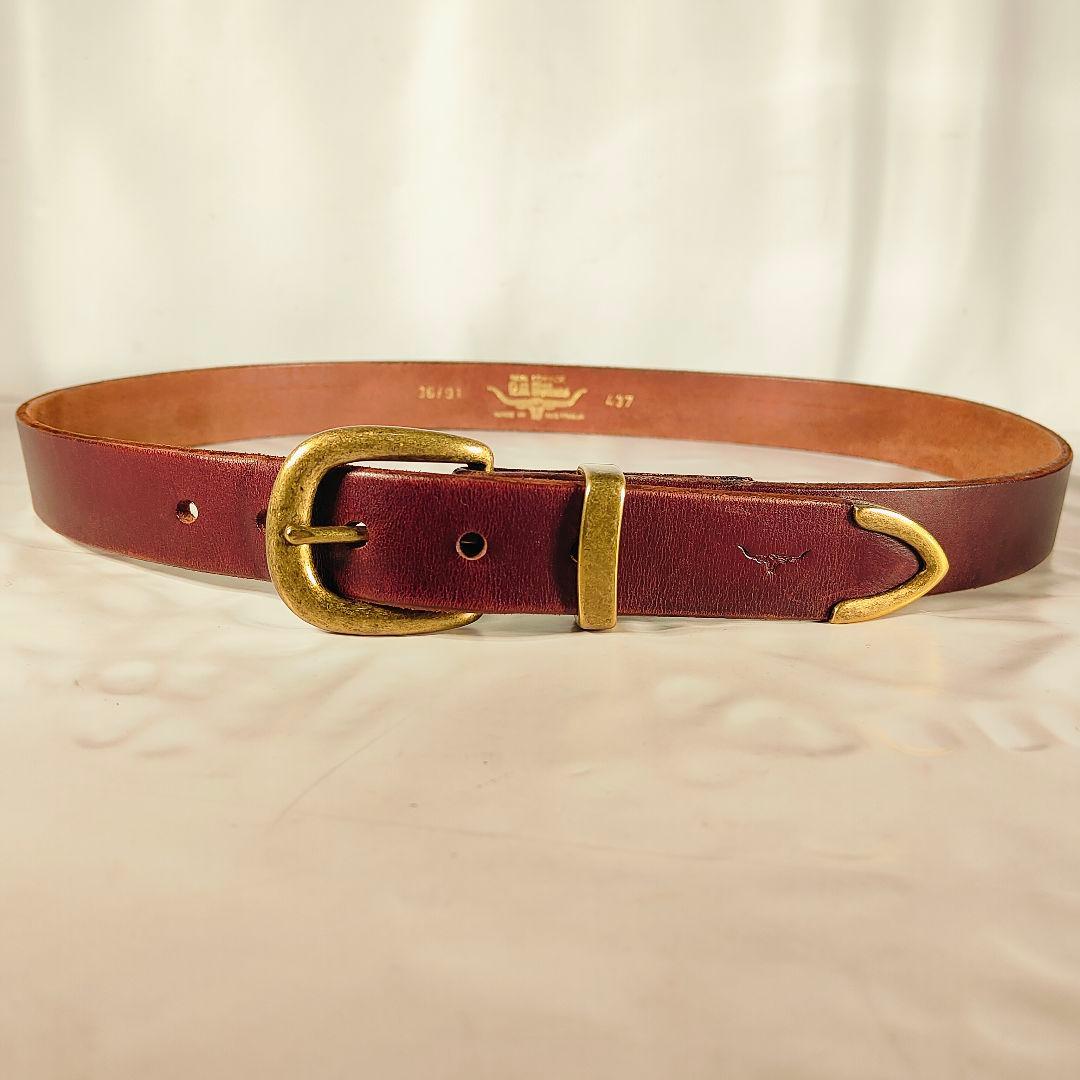 【美品】R.M.Williams オーストラリア製 高級バーガンディドレスベルト