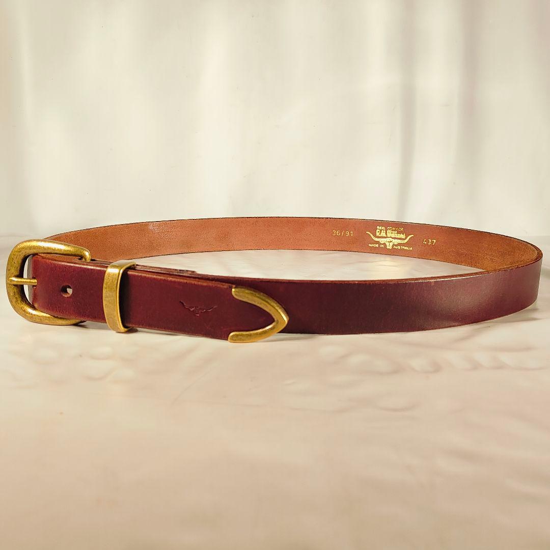 【美品】R.M.Williams オーストラリア製 高級バーガンディドレスベルト