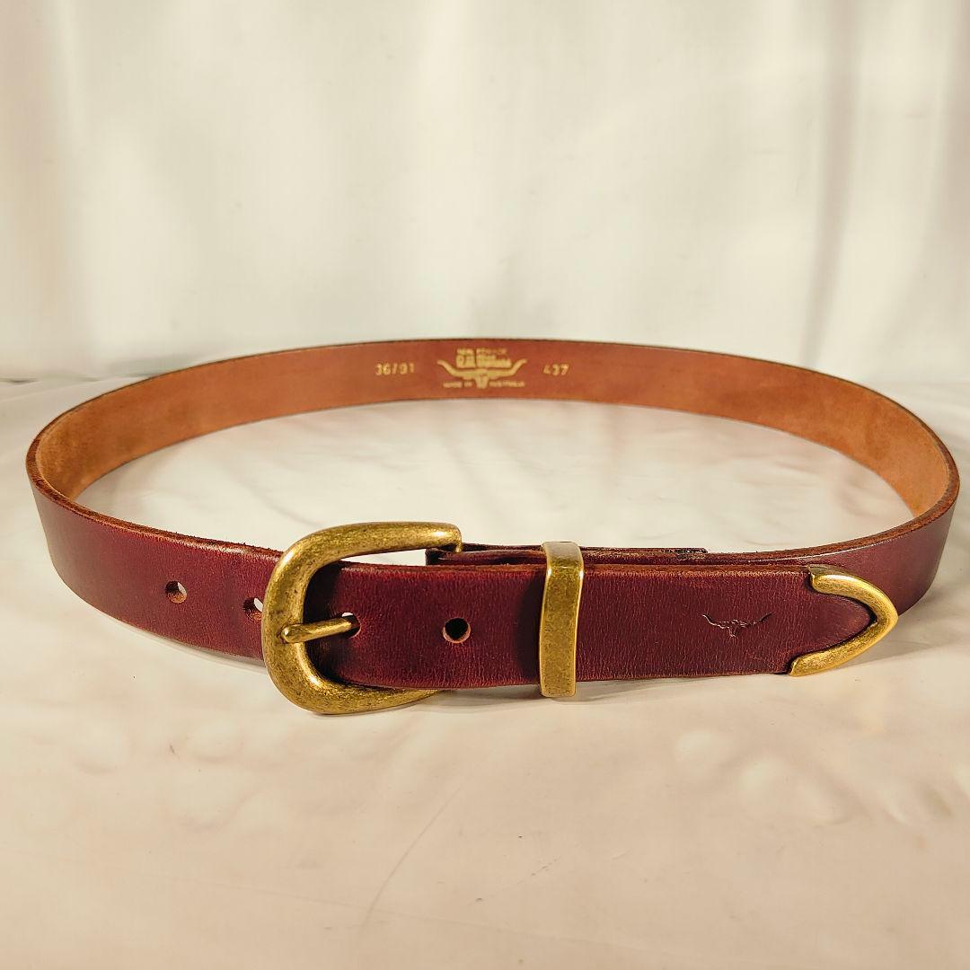 【美品】R.M.Williams オーストラリア製 高級バーガンディドレスベルト
