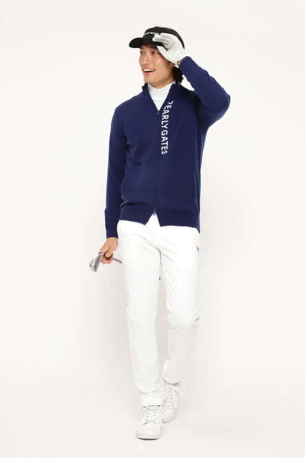 カシミヤ フルジップアップ ニットブルゾン 4 M ネイビー パーリーゲイツ