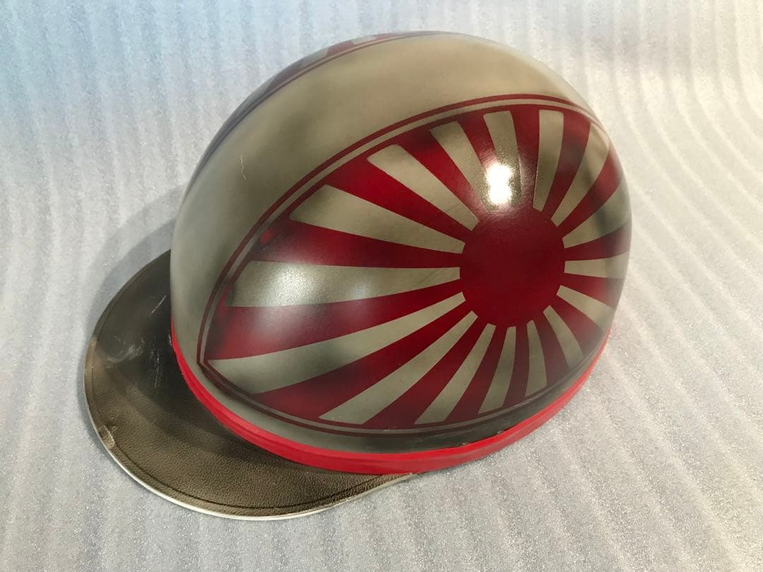 やられ塗装 日章 コルク半 ヘルメット 旧車會 暴走族 ヤンキーテール