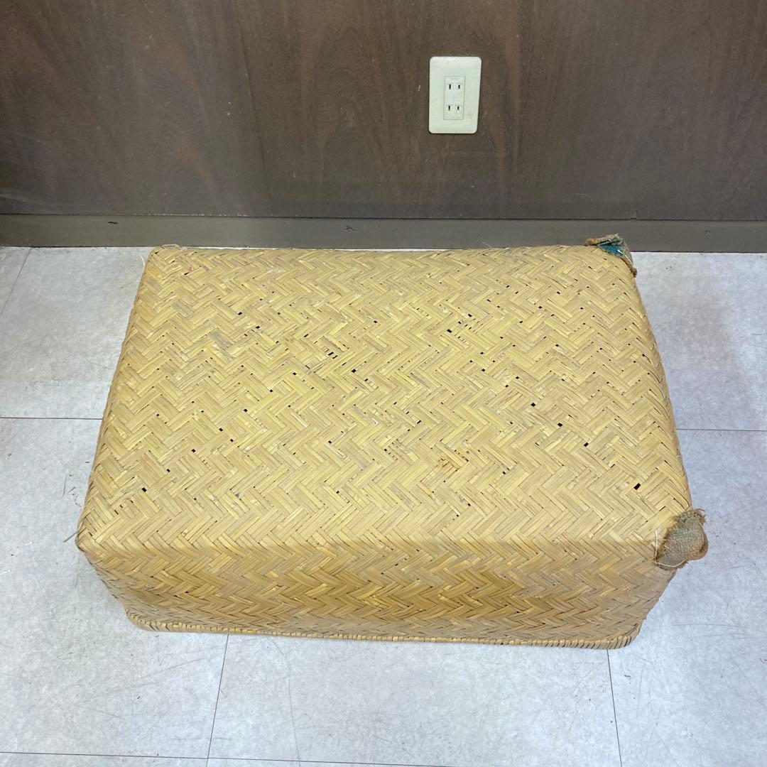Ｂ-3 昭和レトロ 柳行李 葛籠竹細工 竹籠 蓋付きかご 古道具 アンティーク